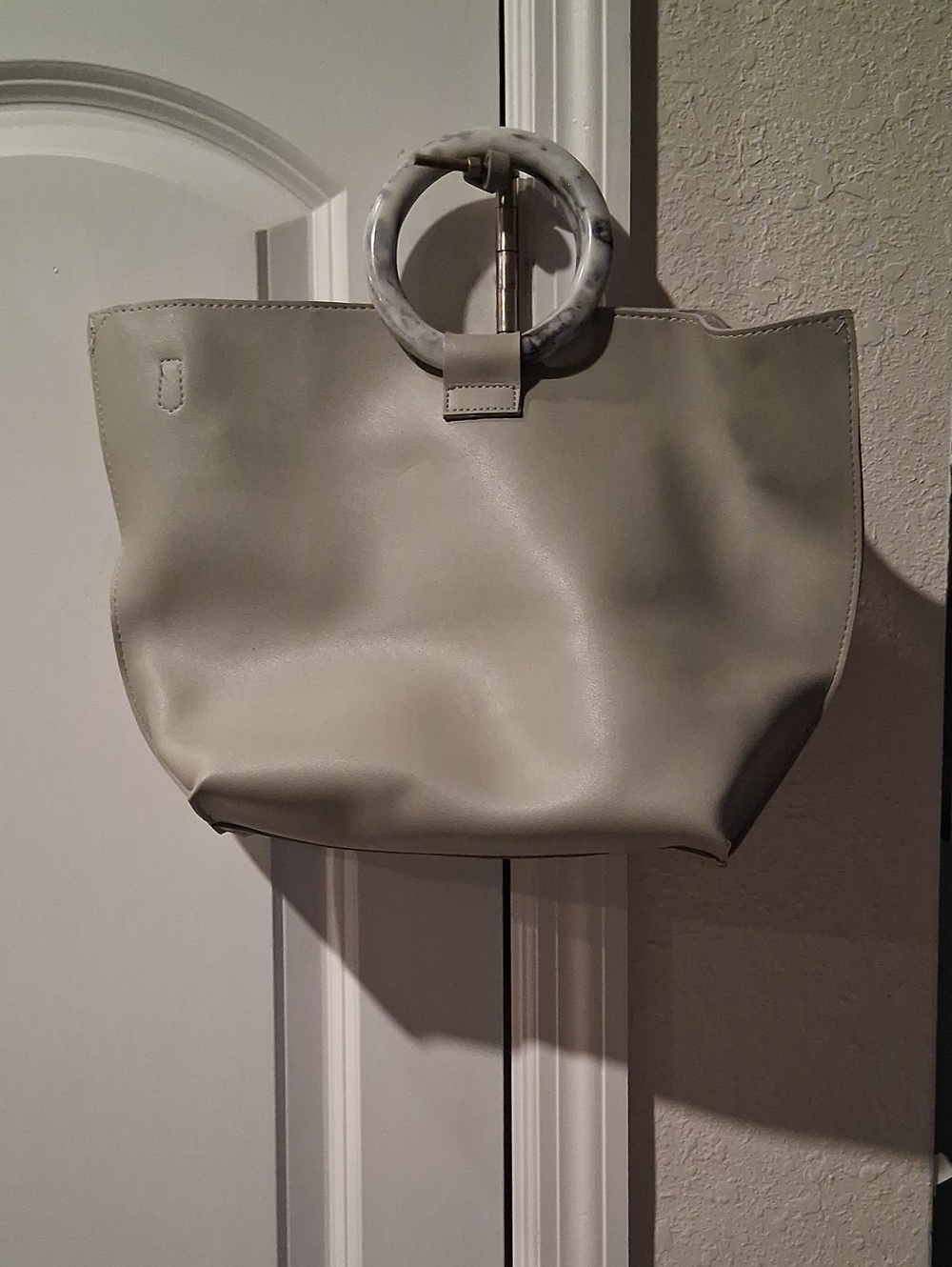 Primark Light Gray Tote with Marble Ring Handle